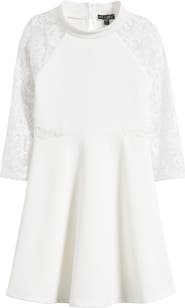 Ava & Yelly Kids' Lacy Long Sleeve Skater Dress