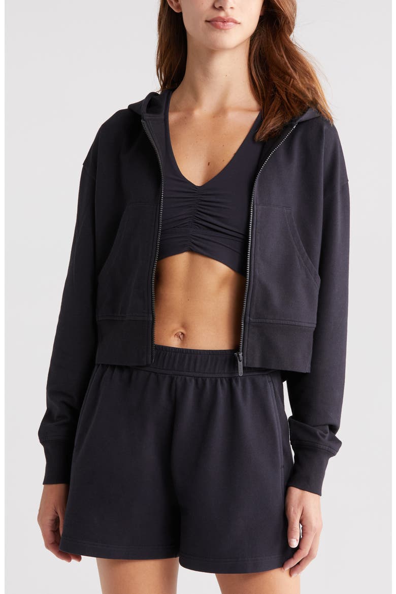 Swoop Full Zip Hoodie, Main, color, BLACK
