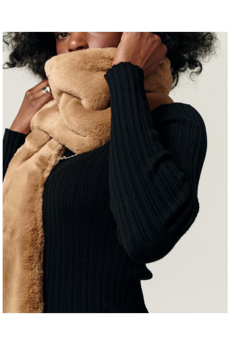 Faux Fur Scarf, Alternate, color, CAMEL