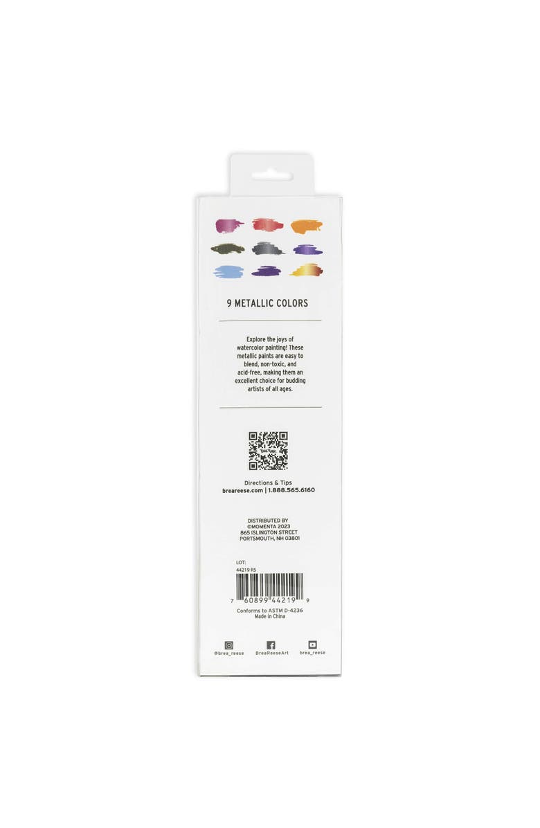 Brea Reese Watercolor Set 9Pc Metallic, Alternate, color, Multicolored