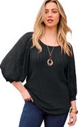 Roaman's Lace Sleeve Sweater