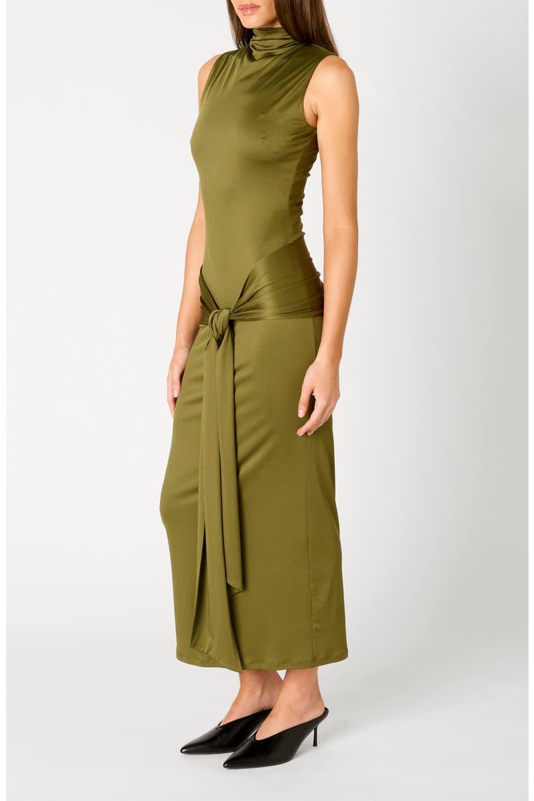 Victoria Tie Front Maxi Dress, Alternate, color, OLIVE