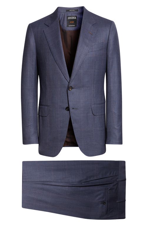 Zegna Plaid Centoventimila Wool Suit In Blue