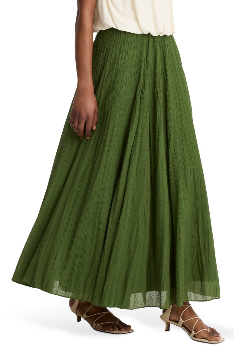 Crinkled Maxi Skirt, Alternate, color, HERB