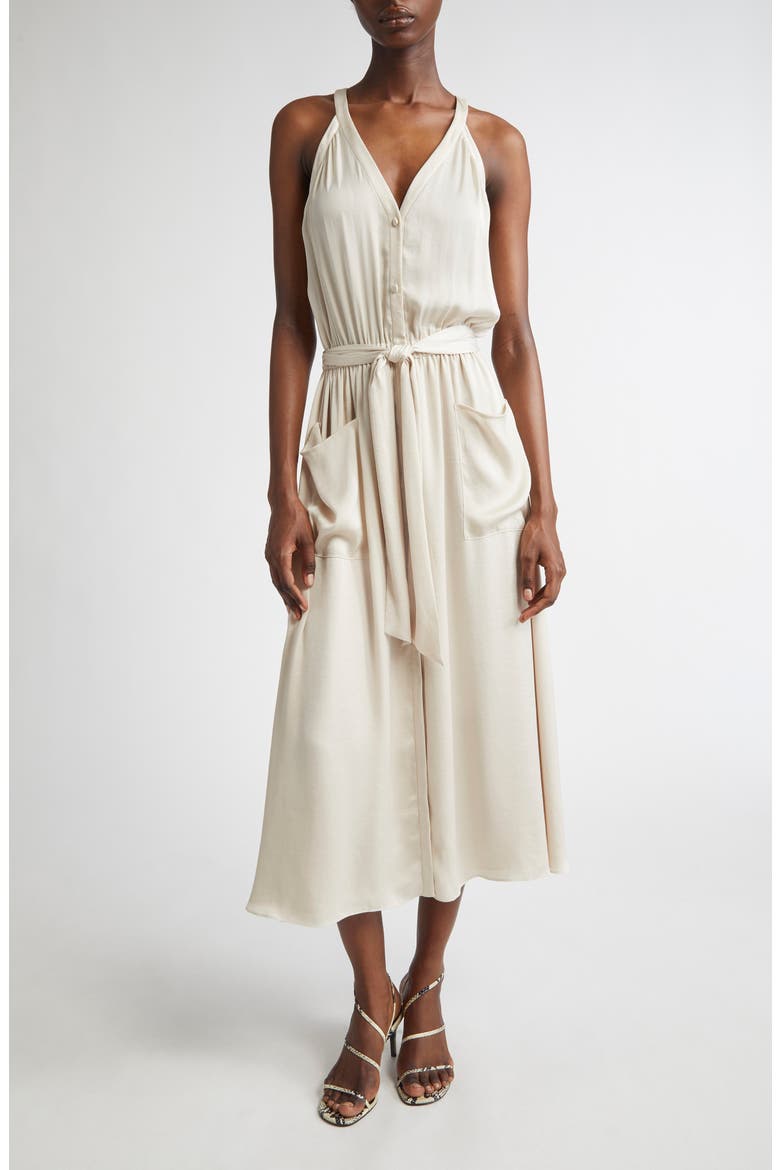Amelia Satin Dress, Main, color, SANDSTONE