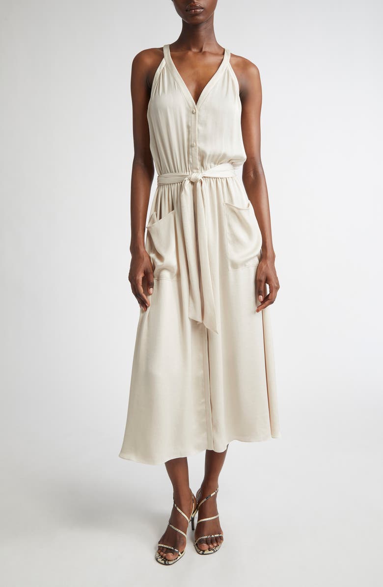Ramy Brook Amelia Satin Dress, Main, color, Sandstone