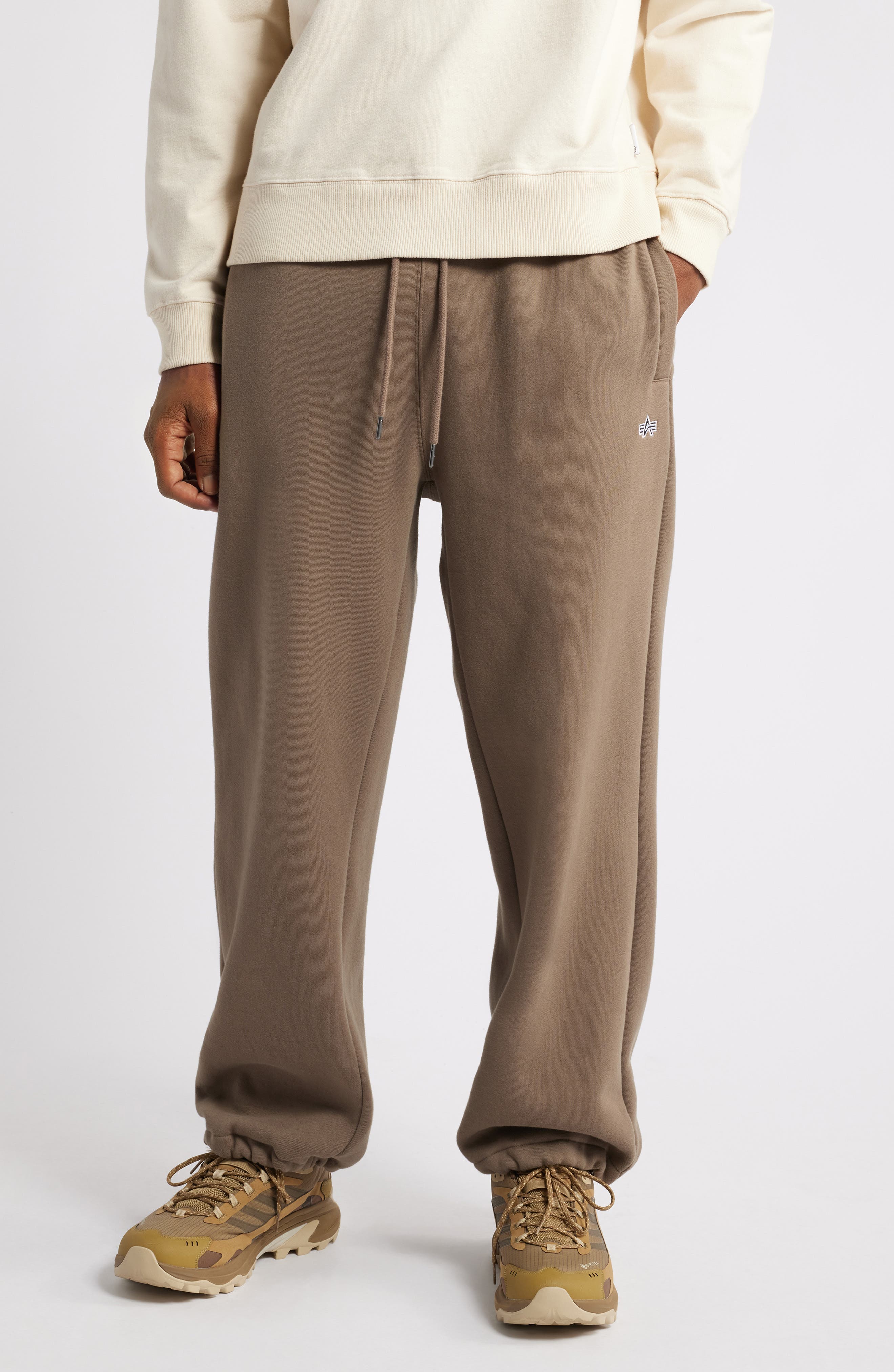 Alpha Industries Essential Drawstring Sweatpants in Coyote Brown 