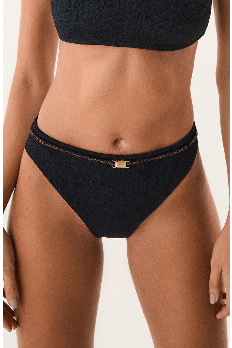 Mia Lindsay Buckle Bikini Bottoms, Main, color, BLACK