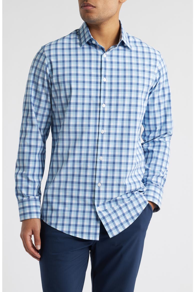 Leeward Trim Fit Button-Up Shirt, Main, color, COASTAL FJORD DYLAN PLAID