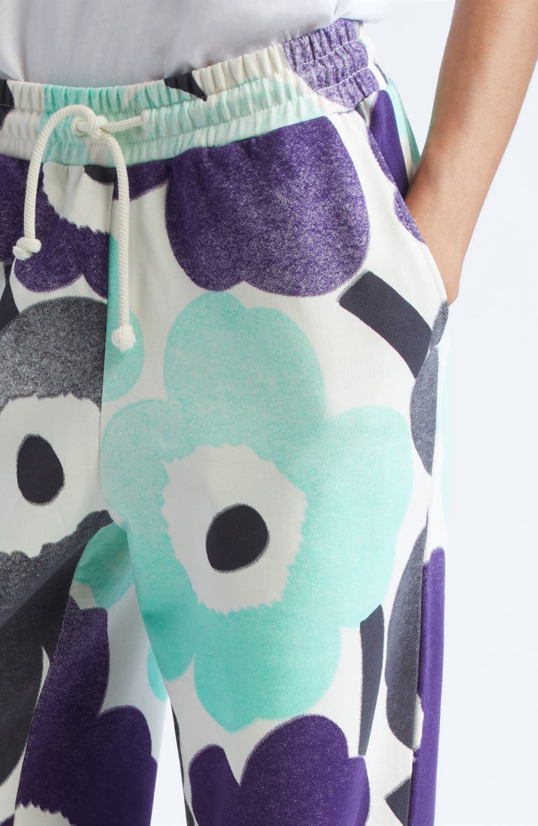 Marimekko Varret Floral Cotton Sweatpants, Alternate, color, Off White Mint Violet