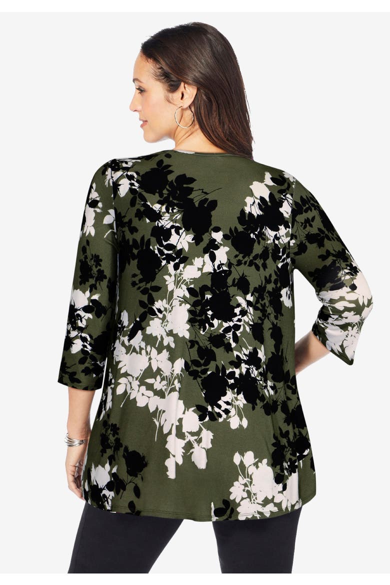 Stretch Knit Swing Tunic, Alternate, color, Green
