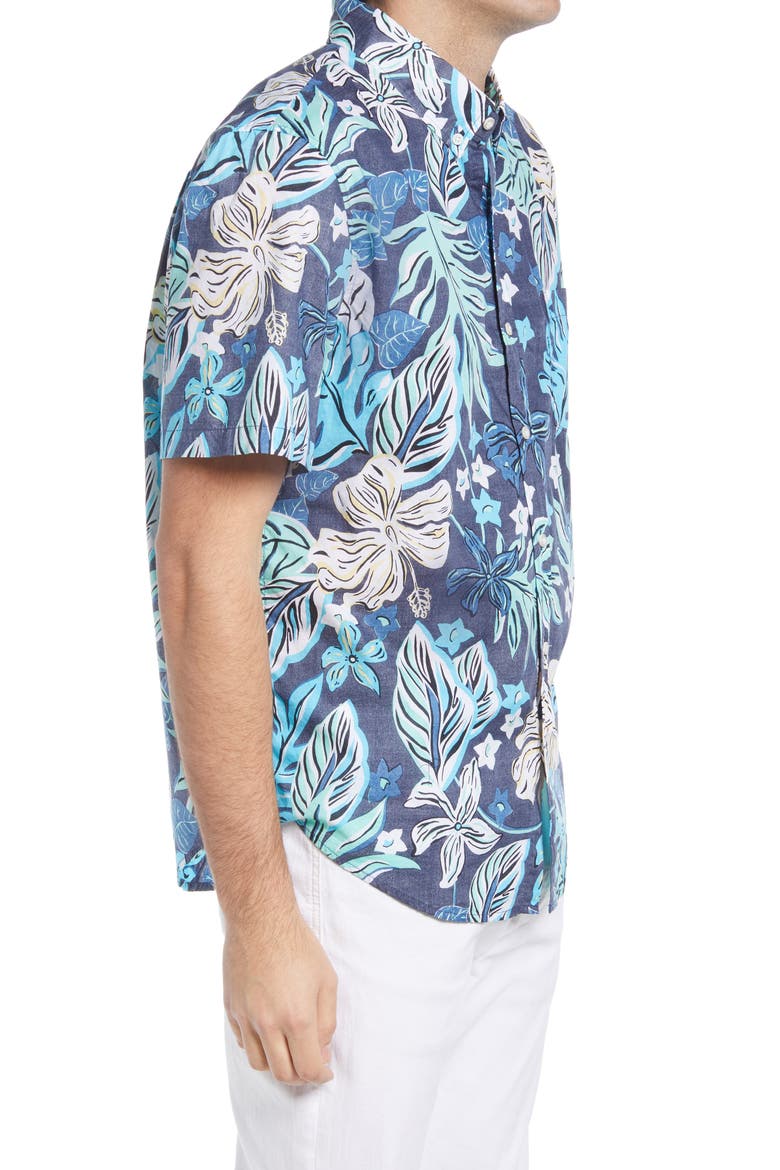 Waimea Canyon Tailored Fit Short Sleeve Button-Down Shirt, Alternate, color, DRESS BLUES
