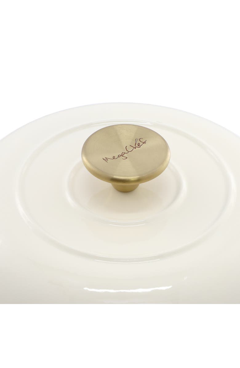 Megachef 6 Quart Enameled Cast Iron Bread Pot with Baking Mat, Alternate, color, White