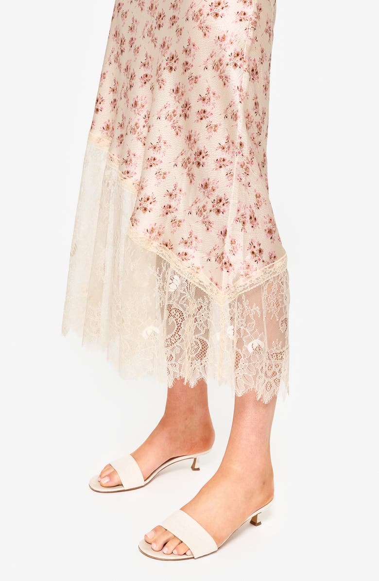 CAMI NYC Florian Lace Panel Silk Skirt, Alternate, color, Dutch Fields