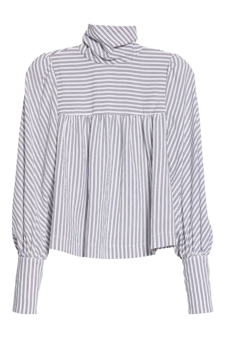 Stripe Turtleneck Blouse, Alternate, color, WHITE/ BLACK SHIRTING STRIPE