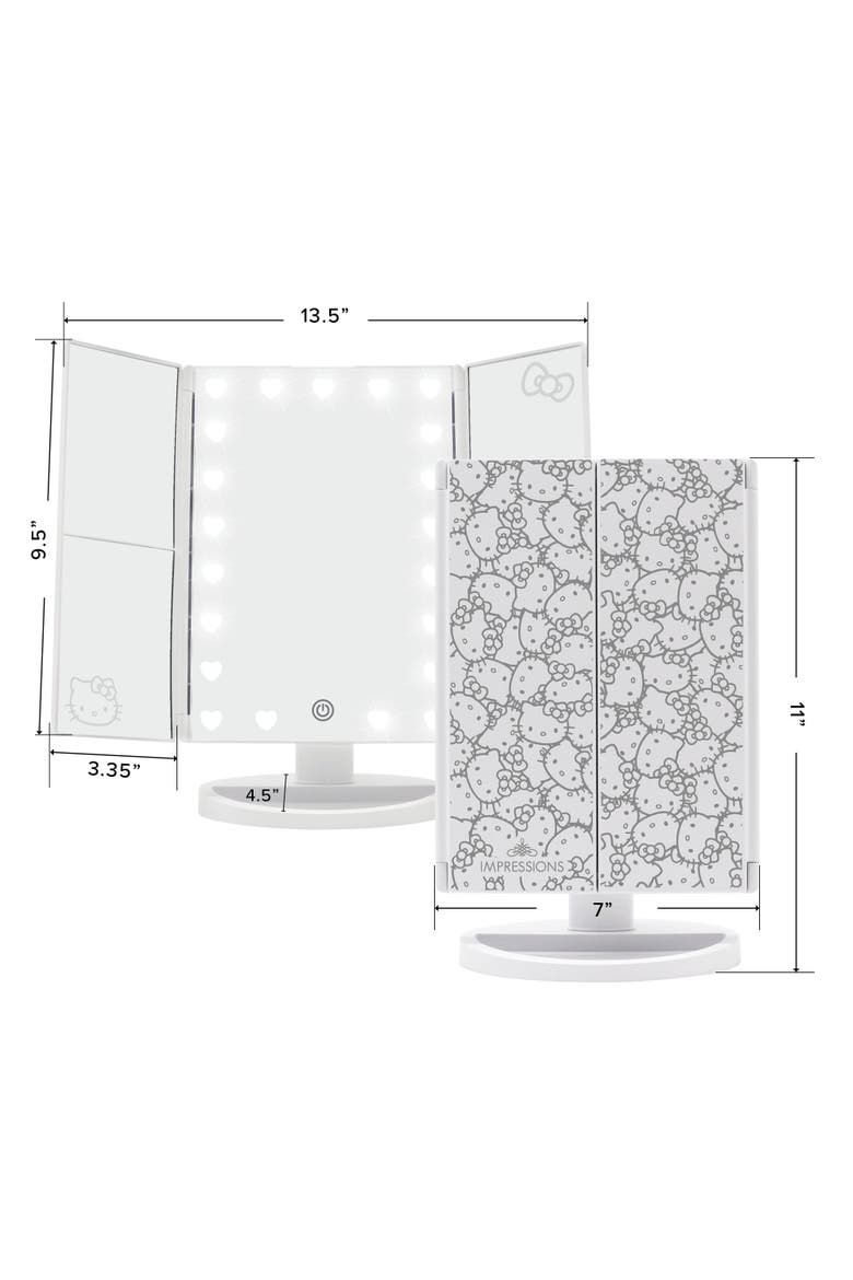 Hello Kitty® Trifold LED Makeup Mirror with Magnification, Alternate, color, White