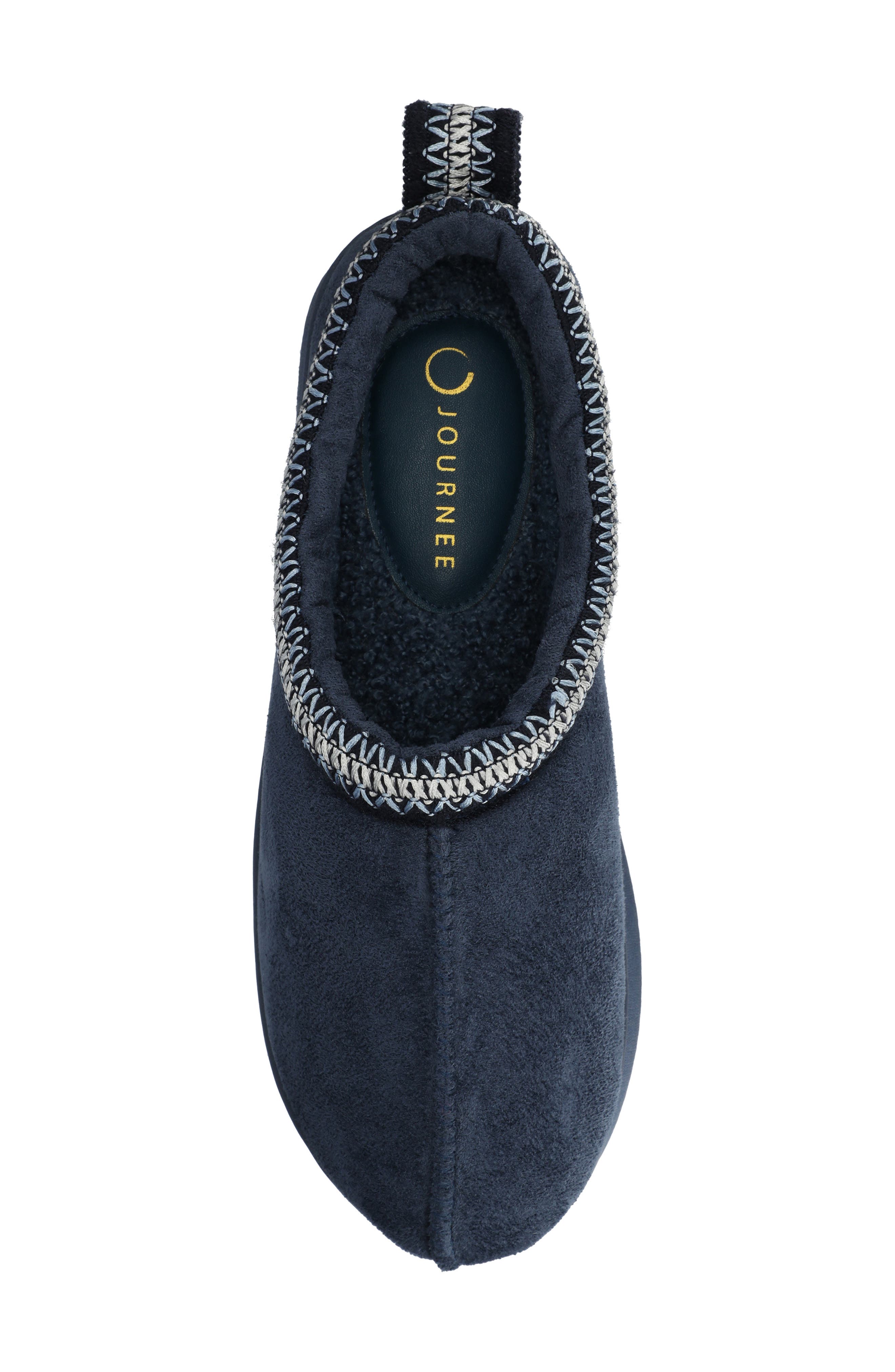 Journee Collection Connway Faux Shearling Lined Slipper, Alternate, color, Navy