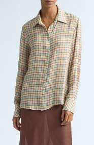 Siedrés Lottie Check Crepe Button-Up Shirt