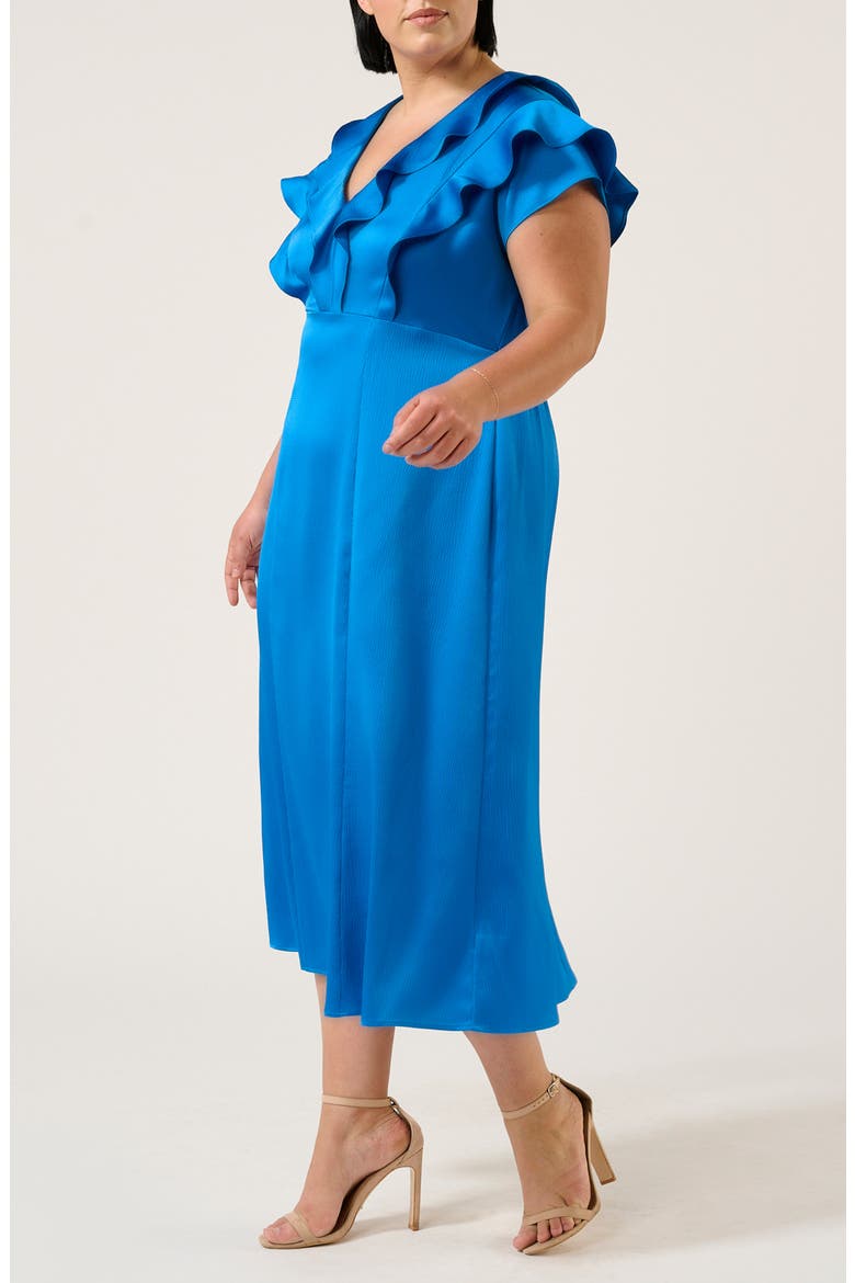 Poseidon Ruffle Trim Cocktail Dress, Alternate, color, COBALT