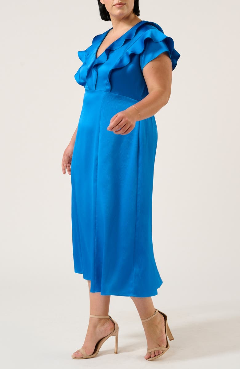Estelle Poseidon Ruffle Trim Cocktail Dress, Alternate, color, Cobalt