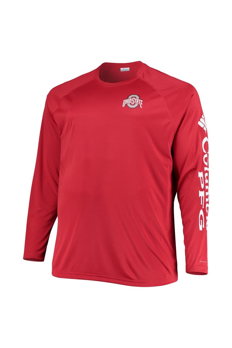 Men's Columbia Scarlet Ohio State Buckeyes Big & Tall Terminal Tackle Raglan Omni-Shade Long Sleeve T-Shirt, Alternate, color, Scarlet