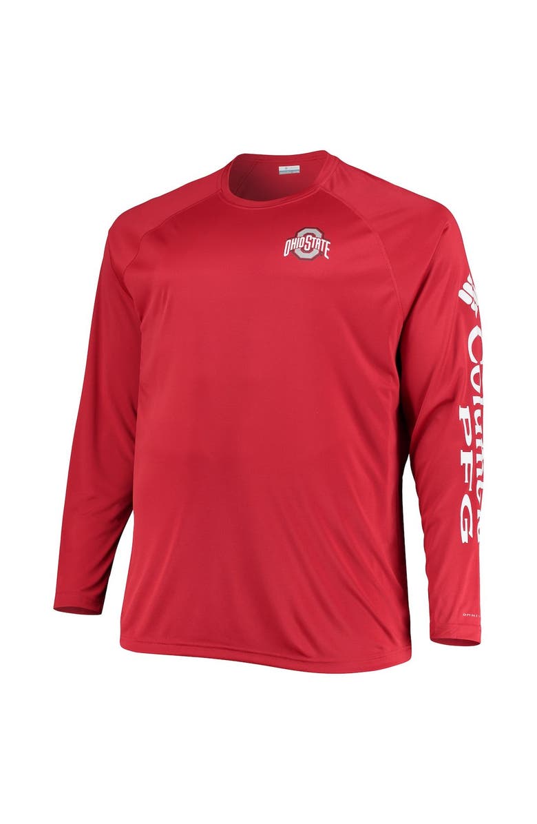 Columbia Men's Columbia Scarlet Ohio State Buckeyes Big & Tall Terminal Tackle Raglan Omni-Shade Long Sleeve T-Shirt, Alternate, color, 
