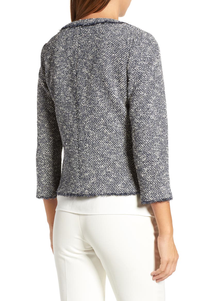 Zip Front Tweed Jacket, Alternate, color, NAVY IVORY TWIST TWEED