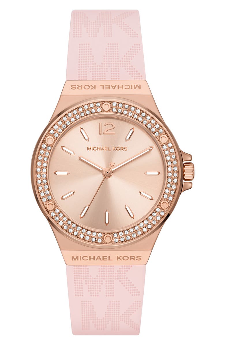 Michael Kors Lennox Silicone Strap Watch, 37mm, Main, color, 