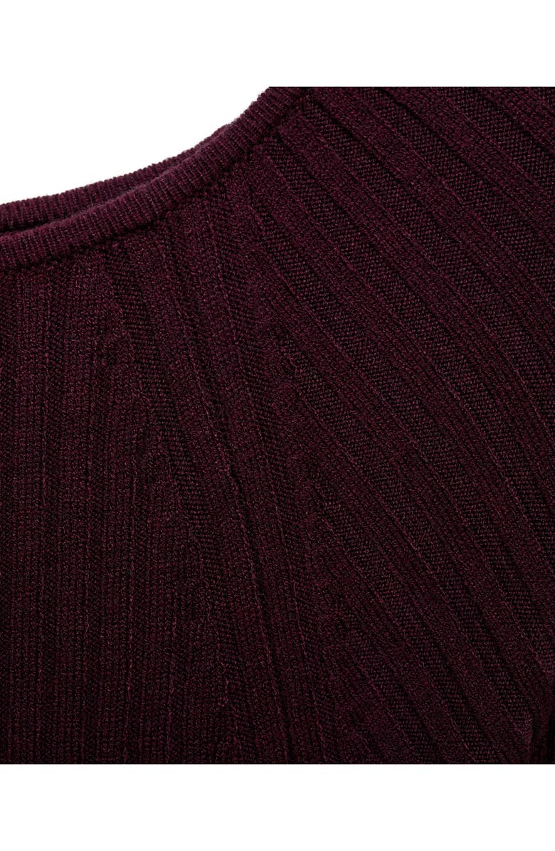 MANGO Long Sleeve Rib Knit Midi Dress, Alternate, color, Maroon