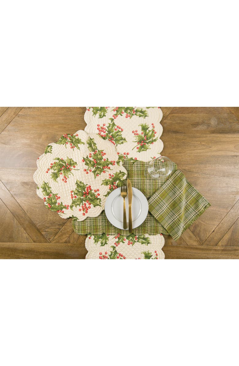 C&F Home Holly Cotton Quilted Table Runner, Alternate, color, Off-White