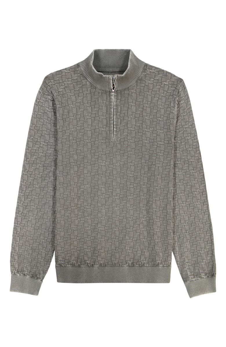 Robert Graham Aubin Basketweave Quarter Zip Sweater, Alternate, color, Grey