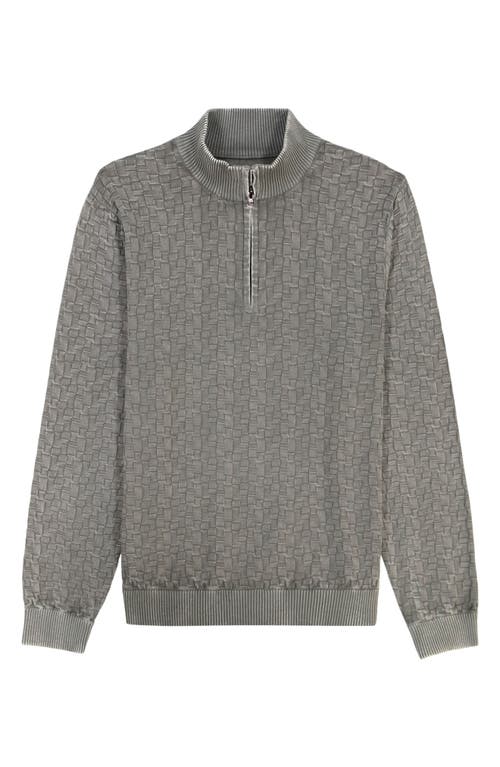 Robert Graham Aubin Basketweave Quarter Zip Sweater In Gray