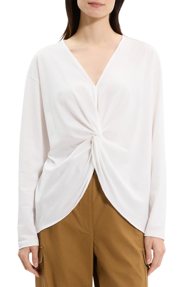 Theory Relaxed Twist Front Organic Pima Cotton Top, Main, color, 