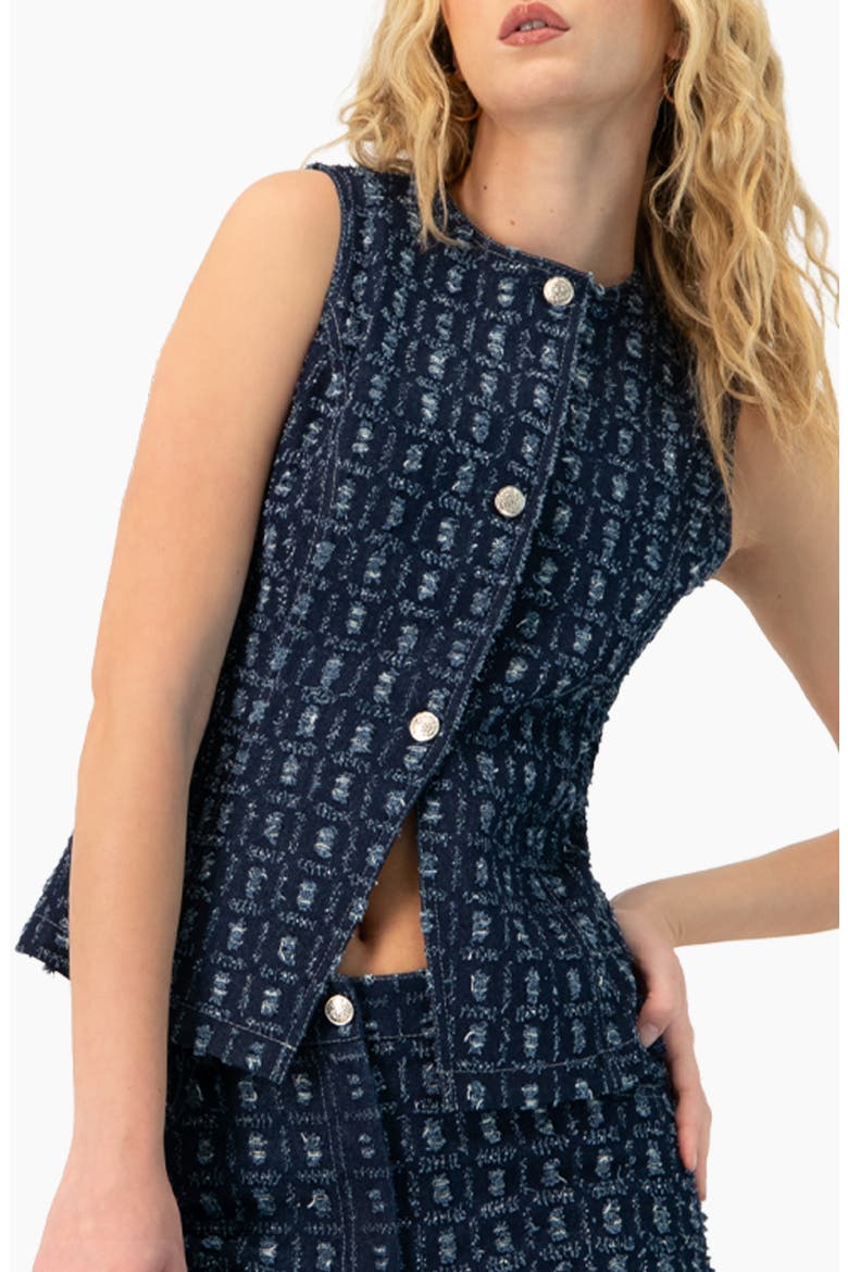 Denim Vest with Front Buttons, Alternate, color, Navy Blue