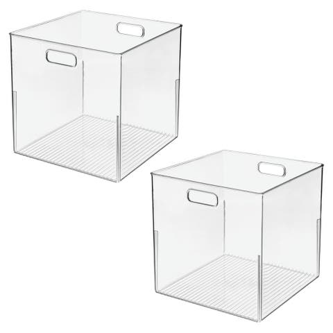 Linus Large Cube Storage Bin with Handles, Set of 2, Clear