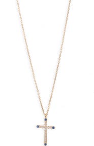 Argento Vivo Sterling Silver Cubic Zirconia Cross Pendant Necklace