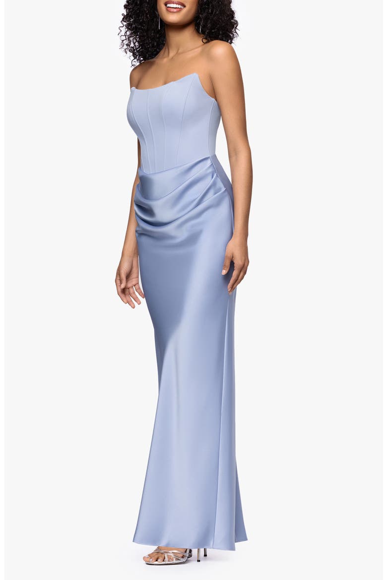 Strapless Mixed Media Gown, Alternate, color, PERIWINKLE