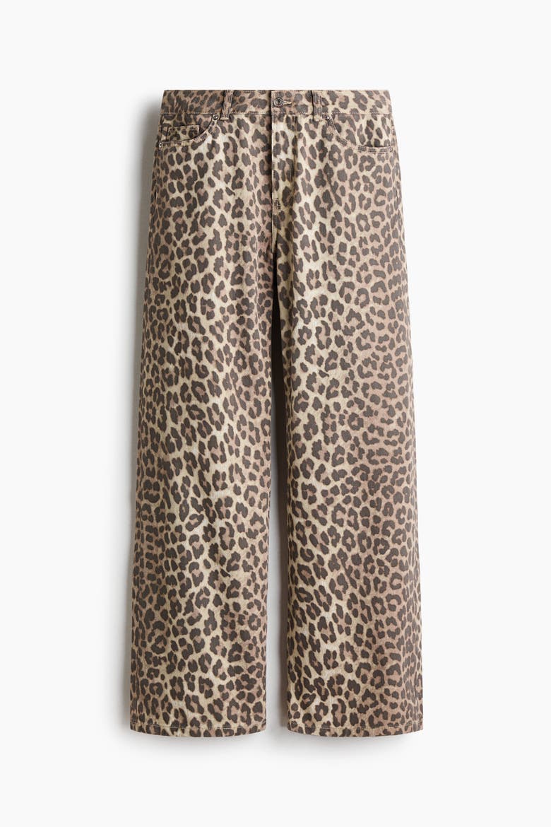 Baggy Cotton Twill Pants, Alternate, color, Light beige/leopard print