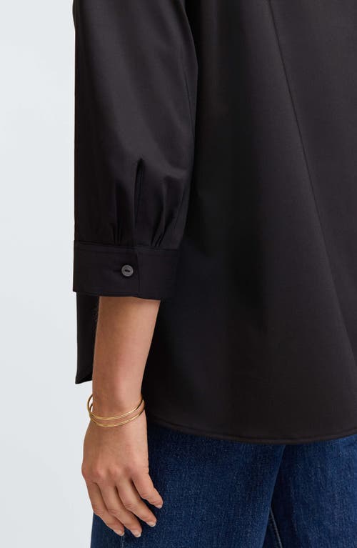 Foxcroft Juliet Three-quarter Sleeve Button-up Shirt In Black