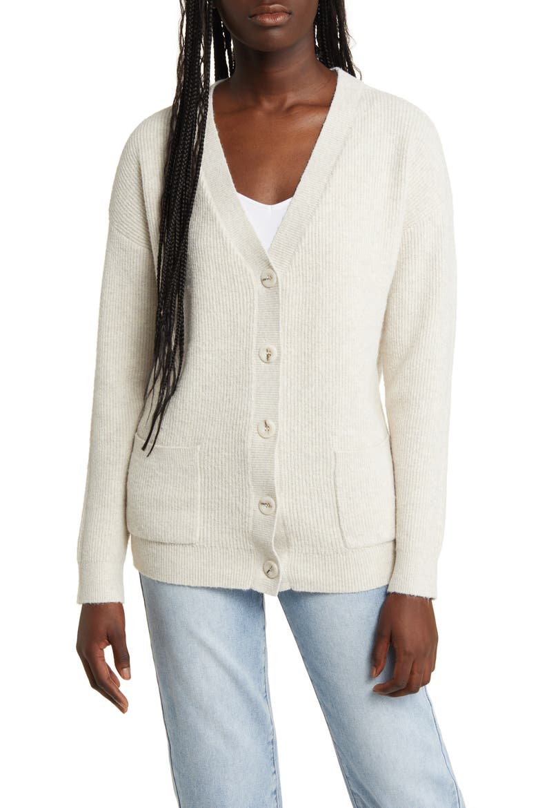 Women's Oversize Easy Cardigan, Alternate, color, BEIGE OATMEAL LIGHT HEATHER