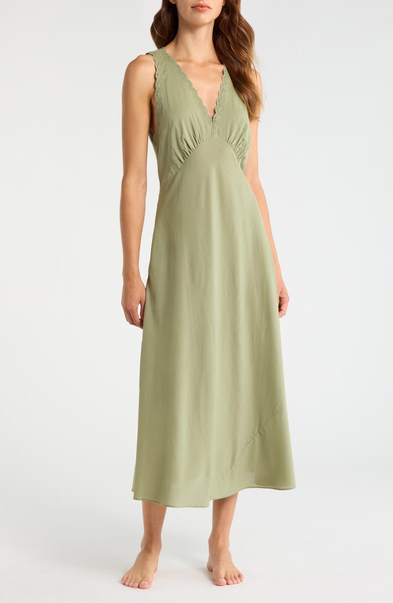 Reformation Lila Sleeveless Sleep Dress, Main, color, Artichoke
