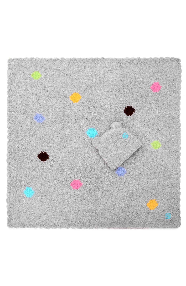 Kashwére Baby Blanket - Polka Dot w/ Bear Cap - Chenilla Classic, Main, color, Stone