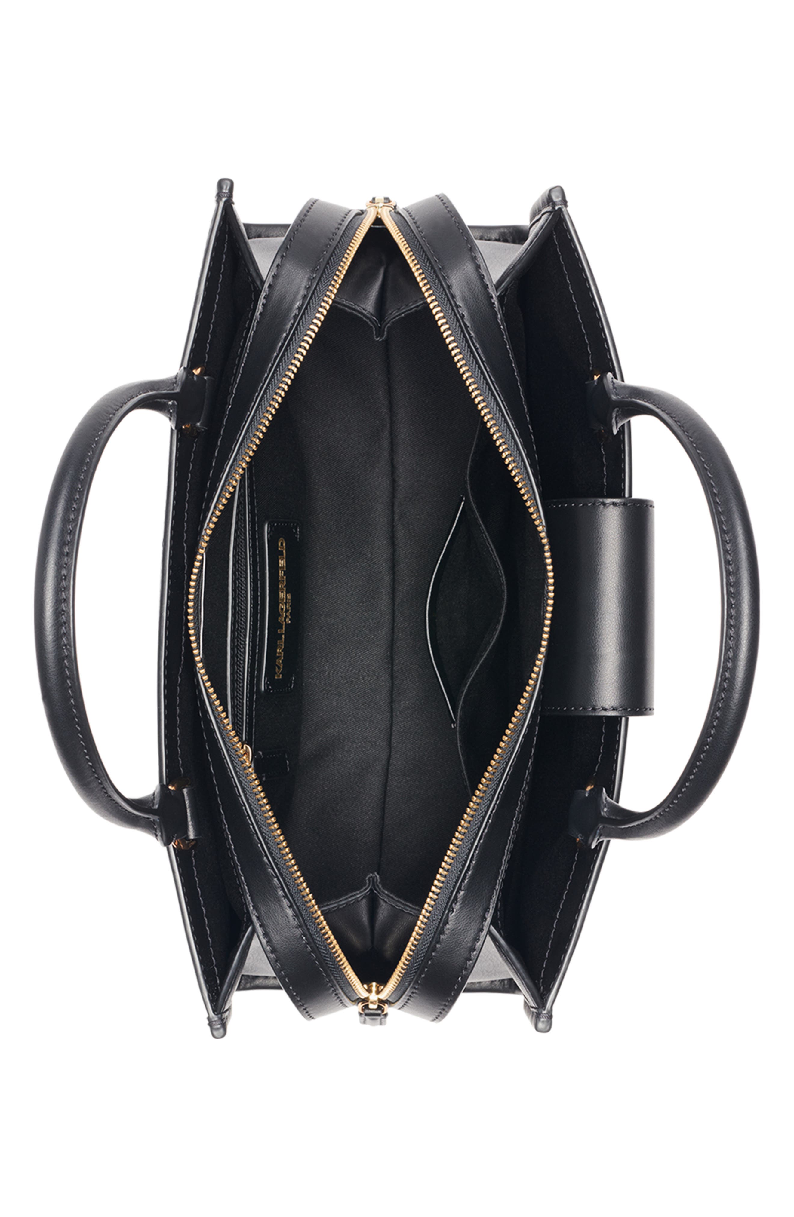 KARL LAGERFELD PARIS Madelyn Satchel Bag, Alternate, color, Black/ Gold