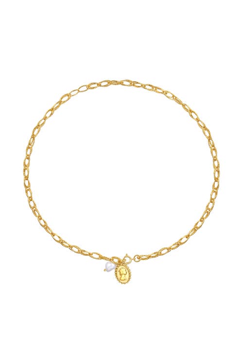 Classicharms Carved Pendant and Freshwater Pearl Necklace in Gold  product