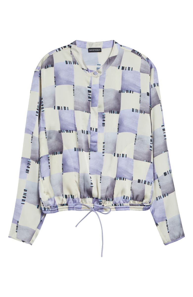Emporio Armani Check Satin Top, Main, color, Purple