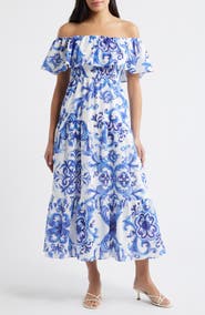 Sam Edelman Off the Shoulder Tiered Maxi Dress