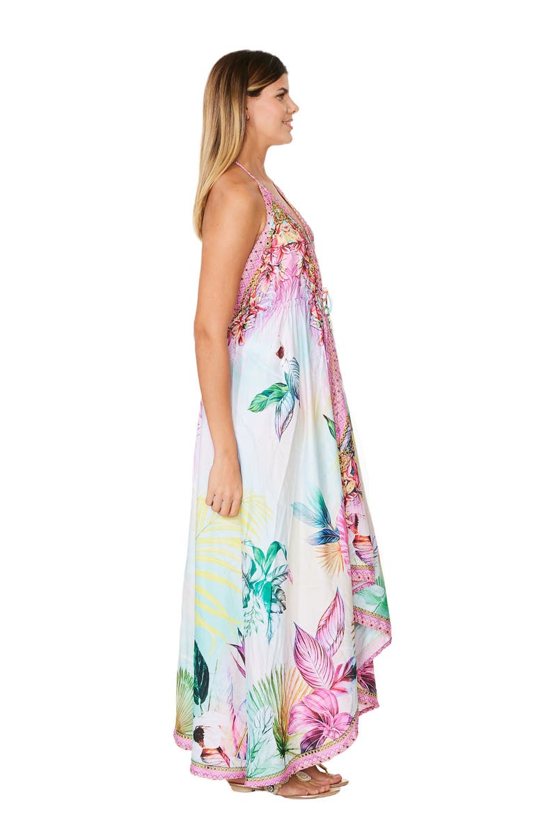 RANEES Tropical Paradise Halter Maxi Dress, Alternate, color, Multi