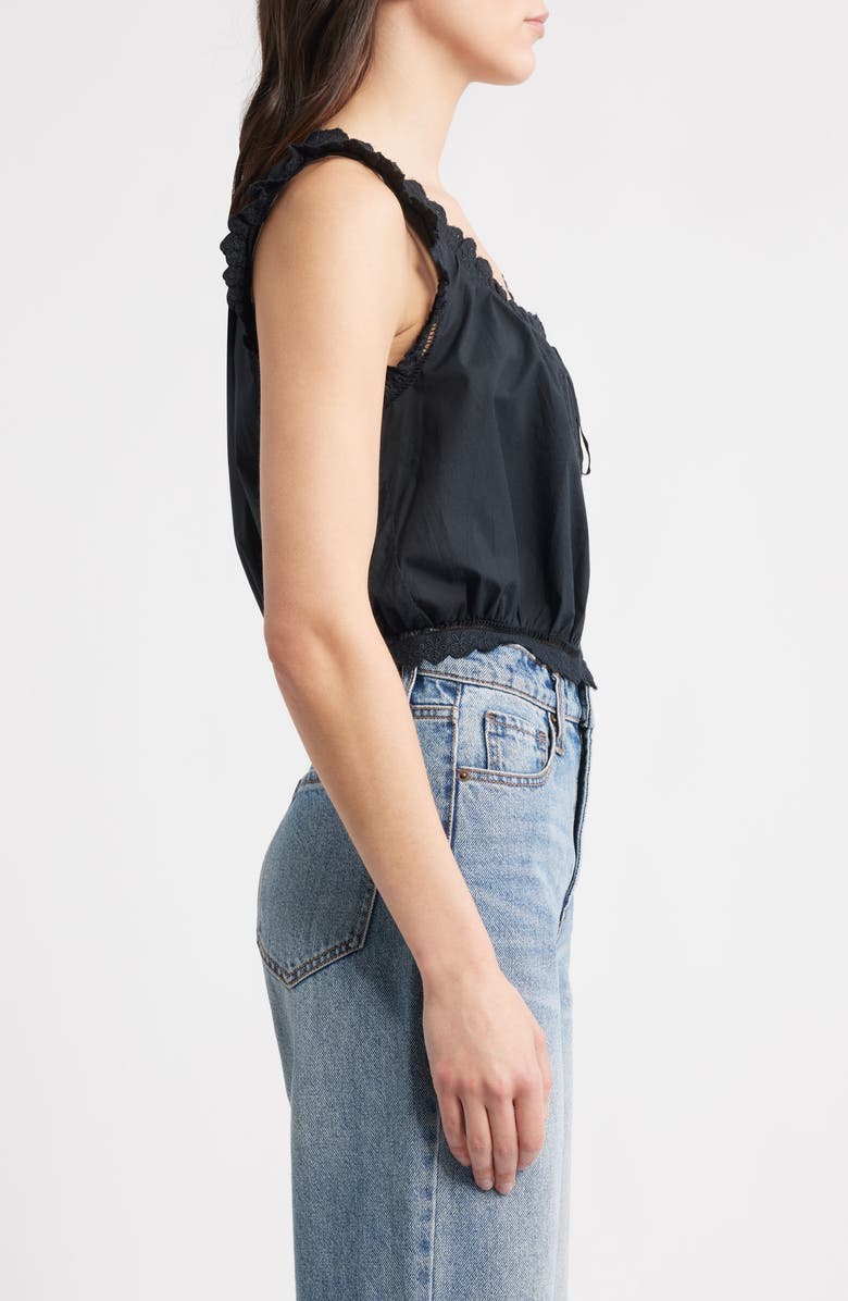 DÔEN Traveler Embroidered Crop Top, Alternate, color, Black