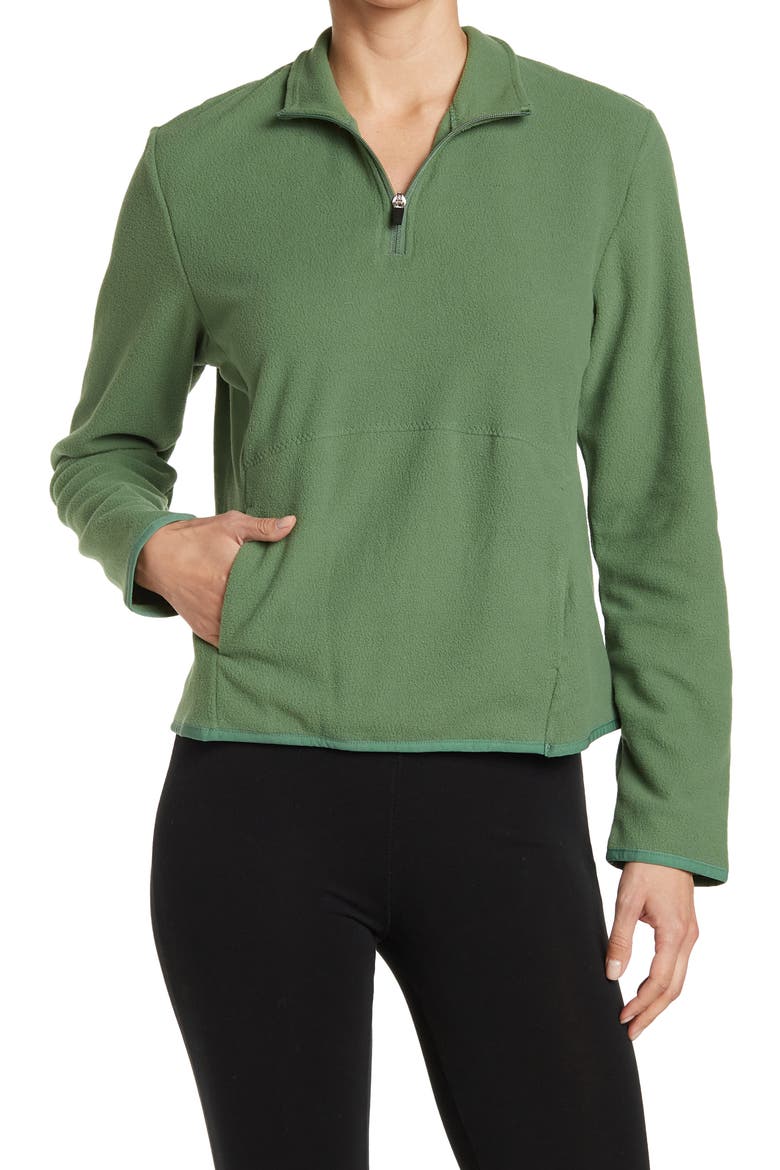 Free Pass Polar Fleece Quarter Zip Pullover, Main, color, GREEN MYRTLE