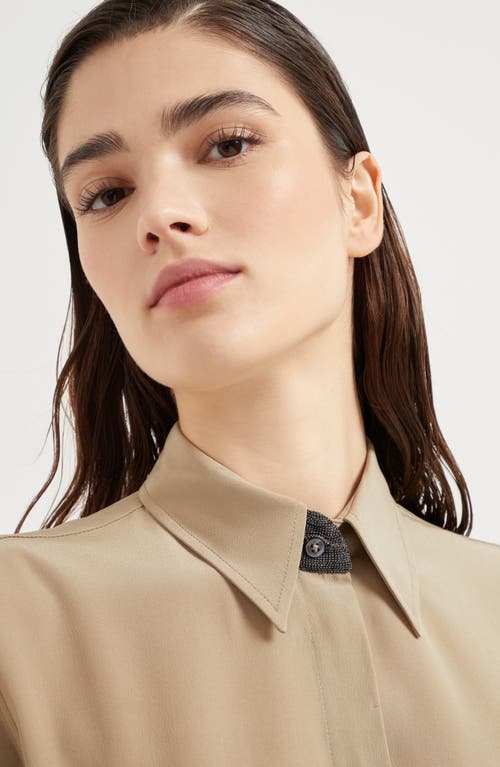 Brunello Cucinelli Crêpe De Chine Shirt In Beige